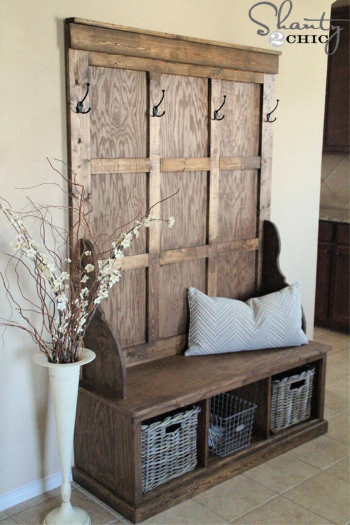Crafting Your Entryway with an Arts and Crafts Walnut Hall Tree and Seat