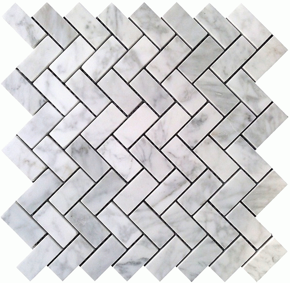 Exploring the Versatility of Polished 1x2 Carrara Herringbone Tiles