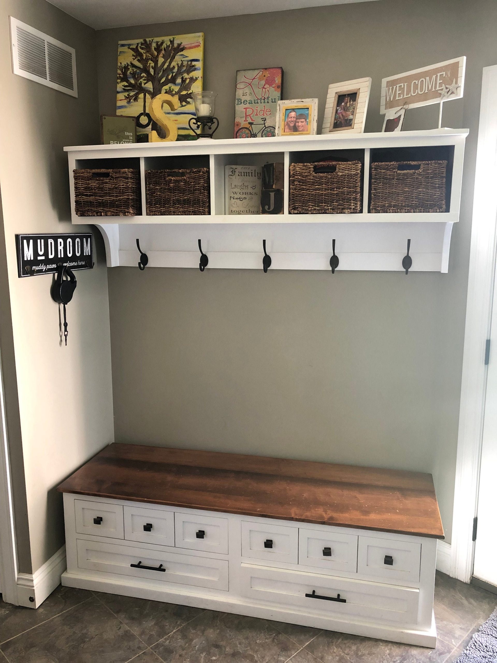 Achieving Rustic Charm How to Integrate a 48" Coat Hooks and Storage Bench into Your Home