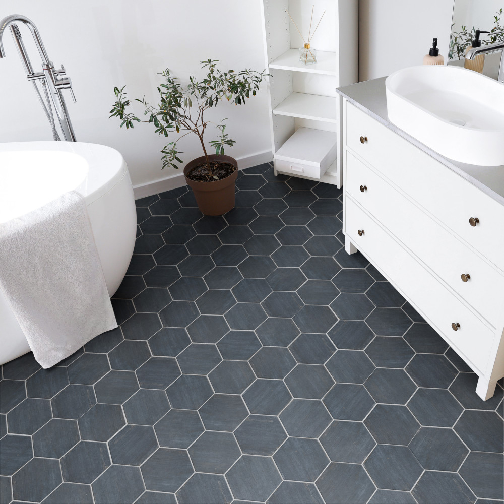 Unlocking Style The Charm of Retro Mini Hex Blue Porcelain Tiles