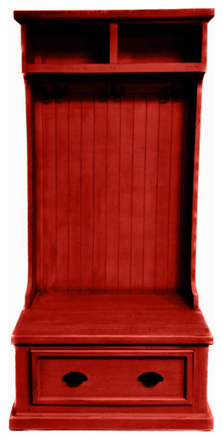 Discovering the Charm of a Persimmon Red Rustic Hall Tree