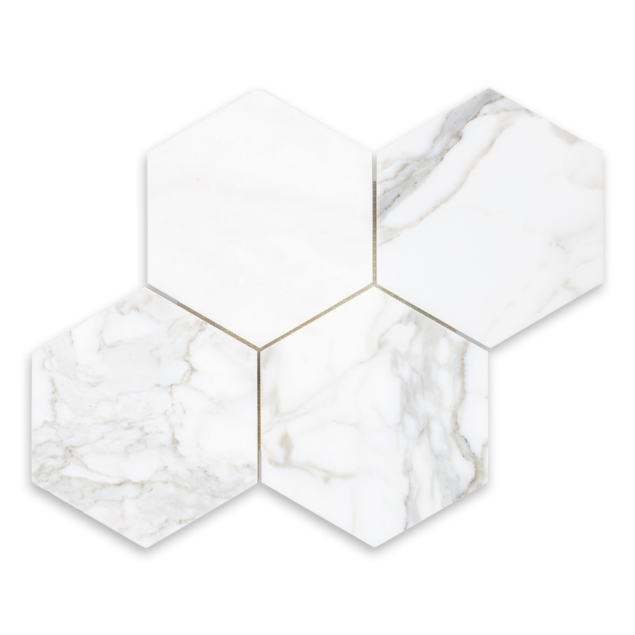 Achieve a Luxurious Look with 3-Inch Polished Calacatta Gold Marble Hexagons