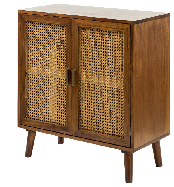 How to Style Your Home with a Cherry Solid Wood and Rattan 2-Door Cabinet