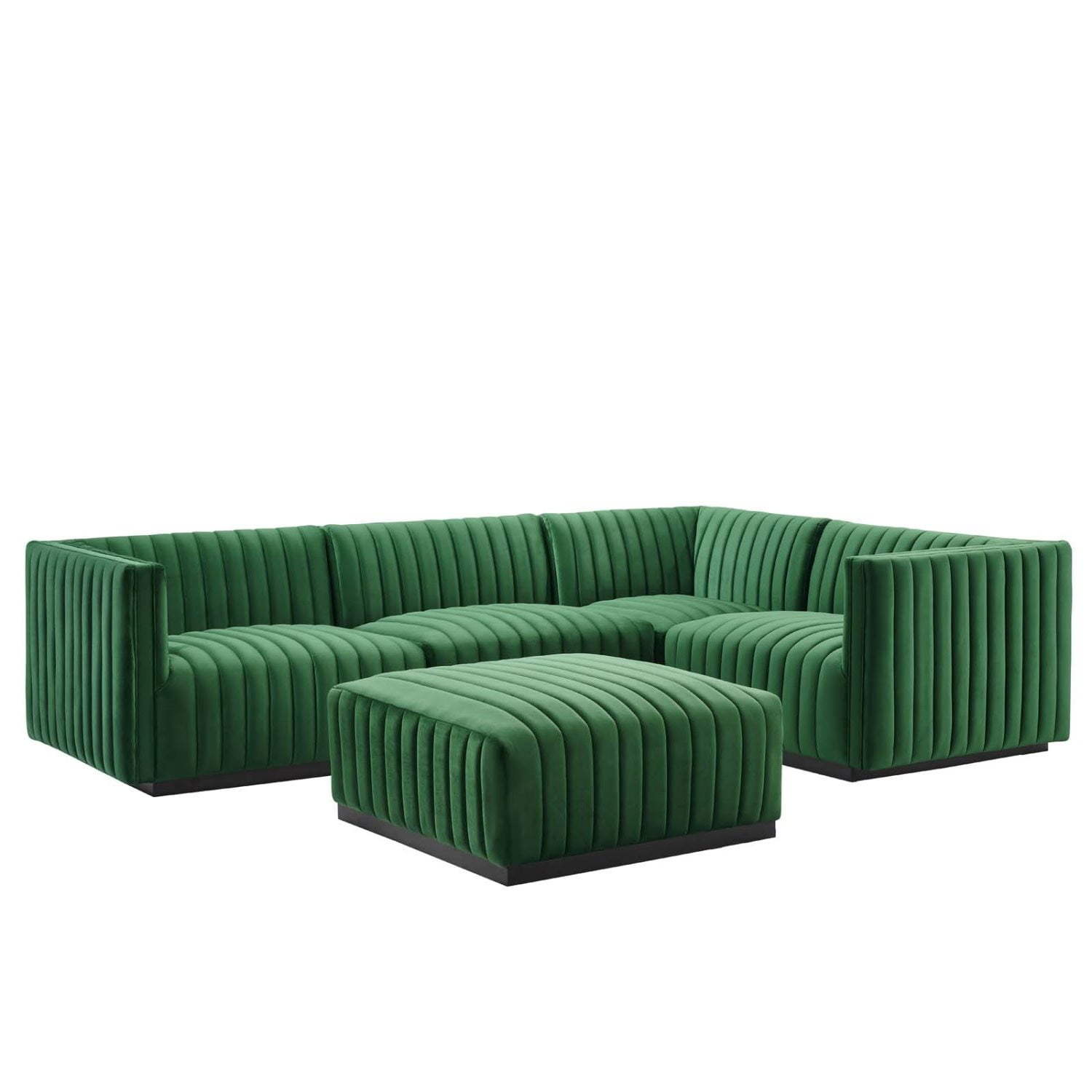 The Sensory Experience of Velvet How a Black Green Sectional Transforms a Room
