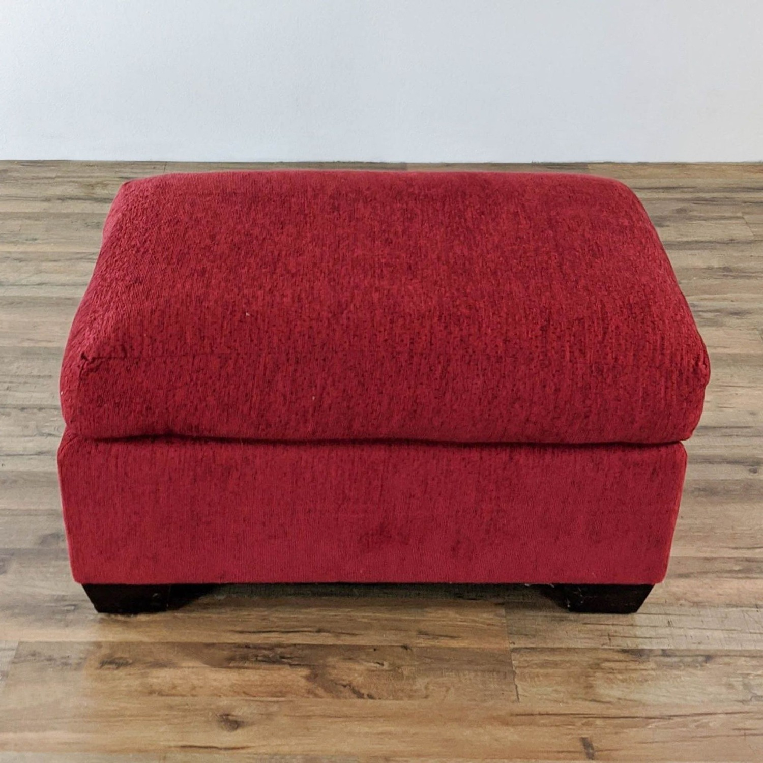 Crafting Comfort with Lattice Linen Upholstered Ottoman in Red