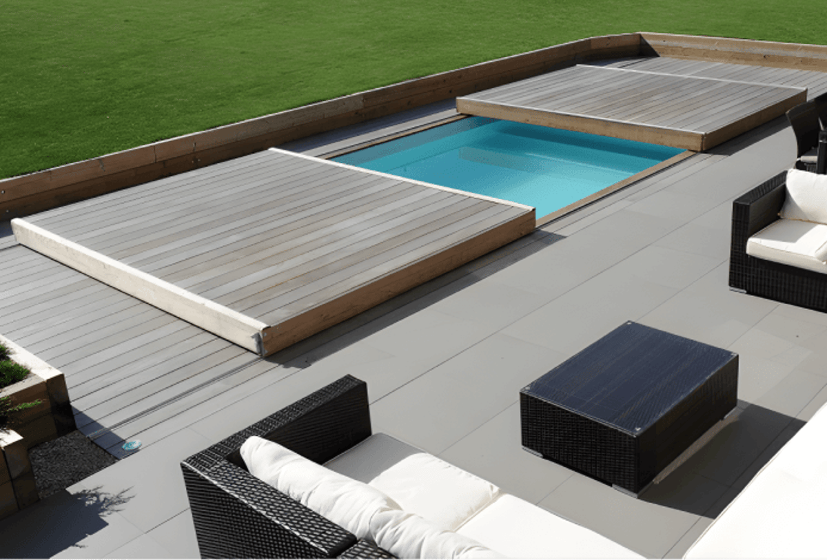 cover swimming pool with deck