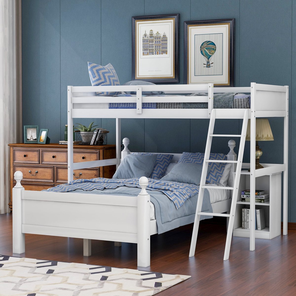 double bed with twin bunk
