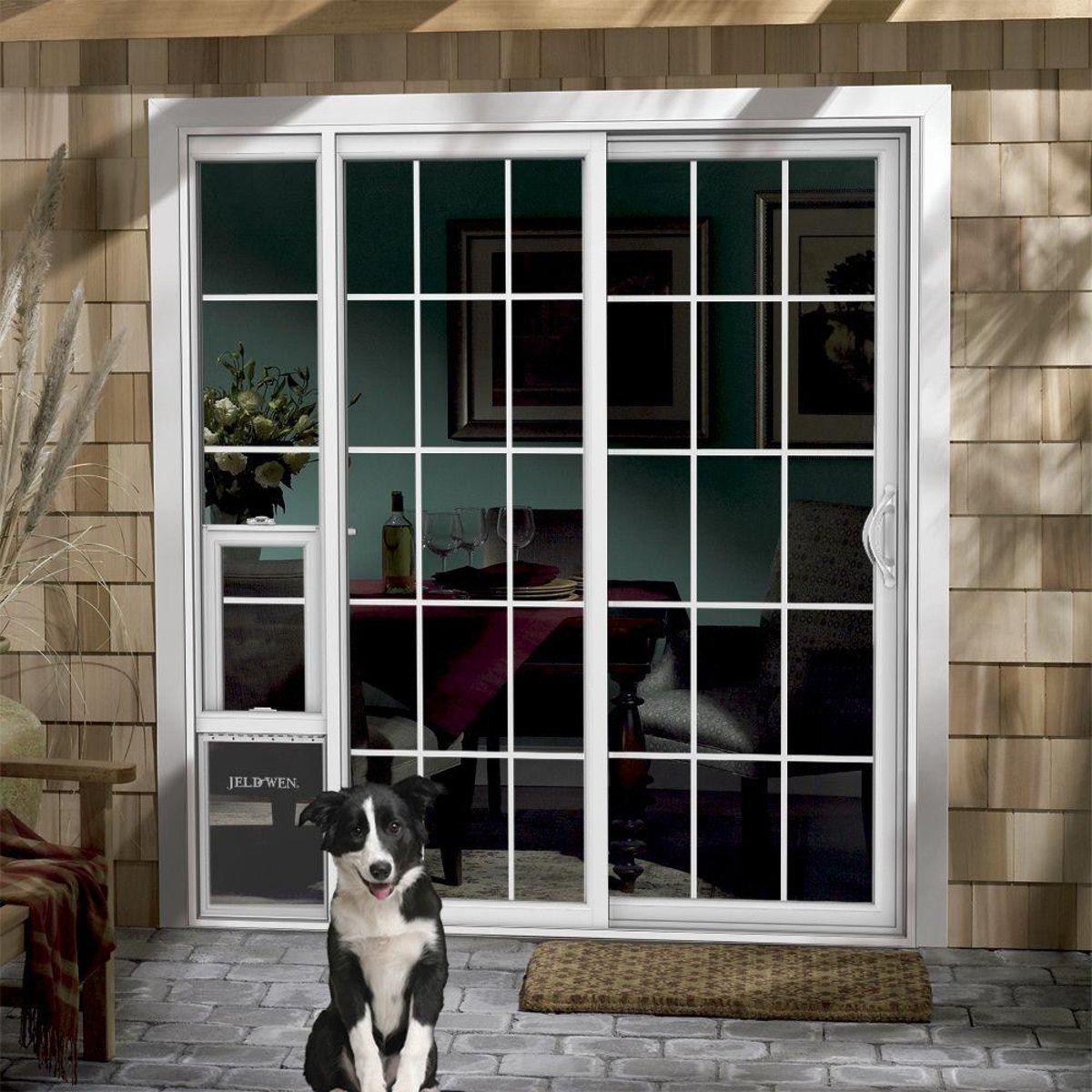 french patio door with dog door