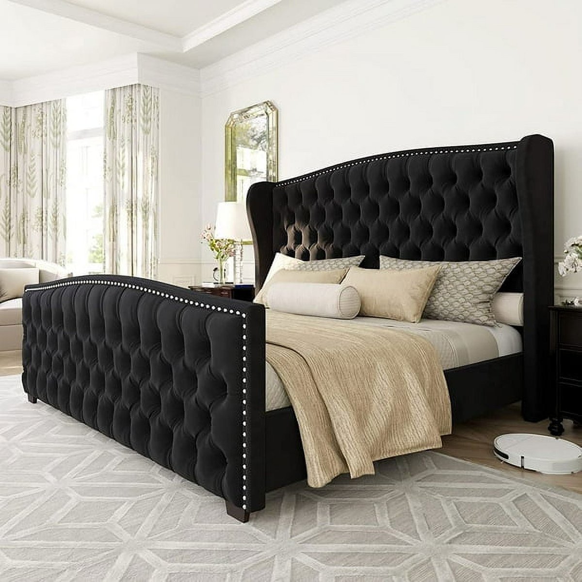 king size velvet bed frame