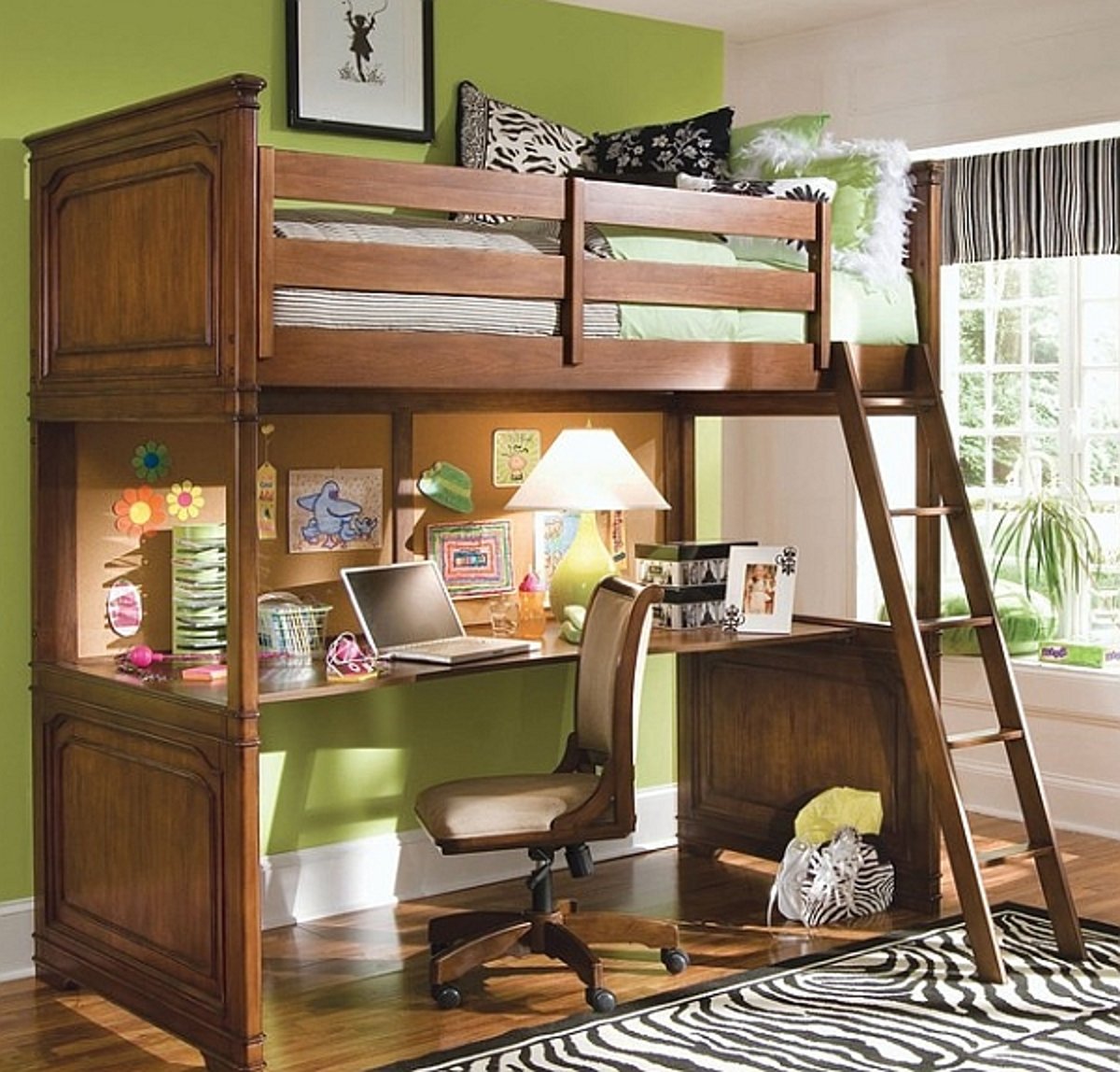 loft bunk bed with desk underneath