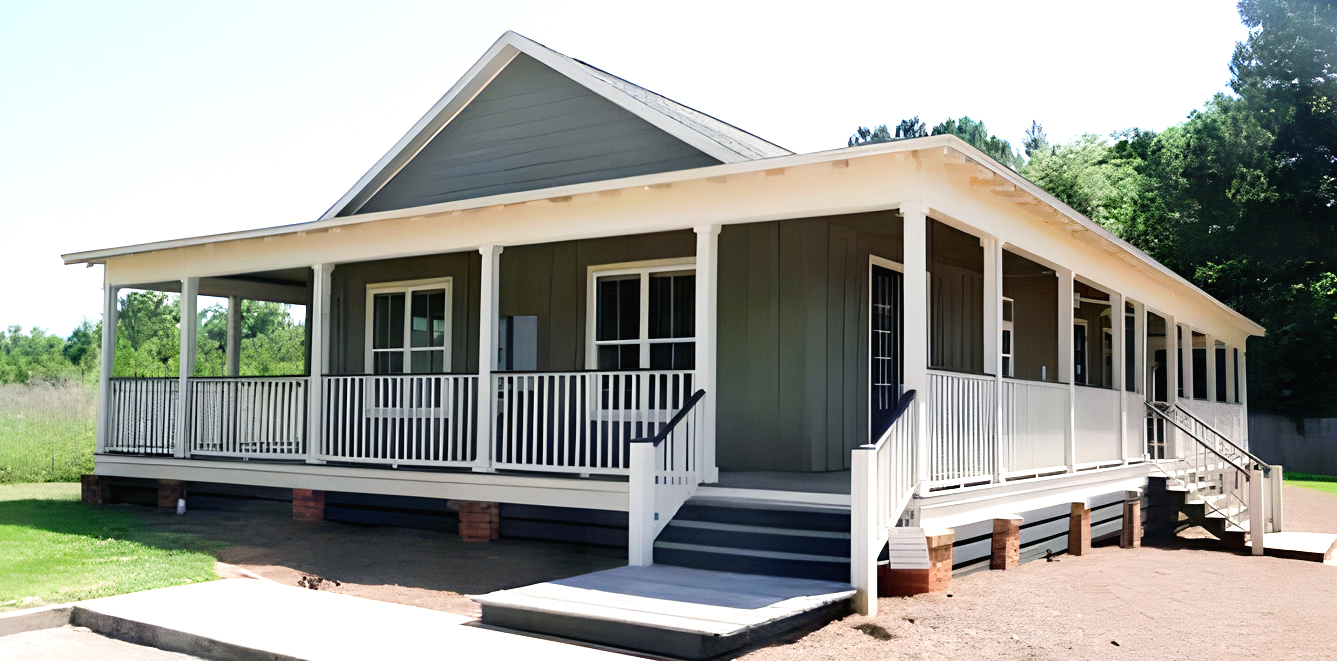 manufactured home with wrap around porch