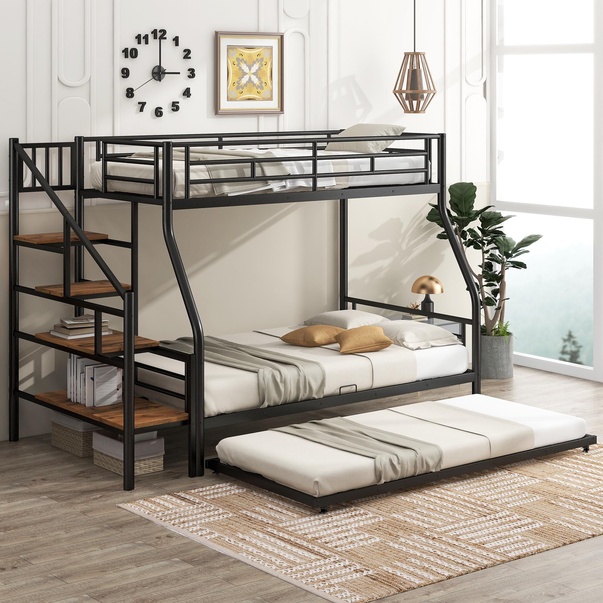 metal bunk bed with stairs