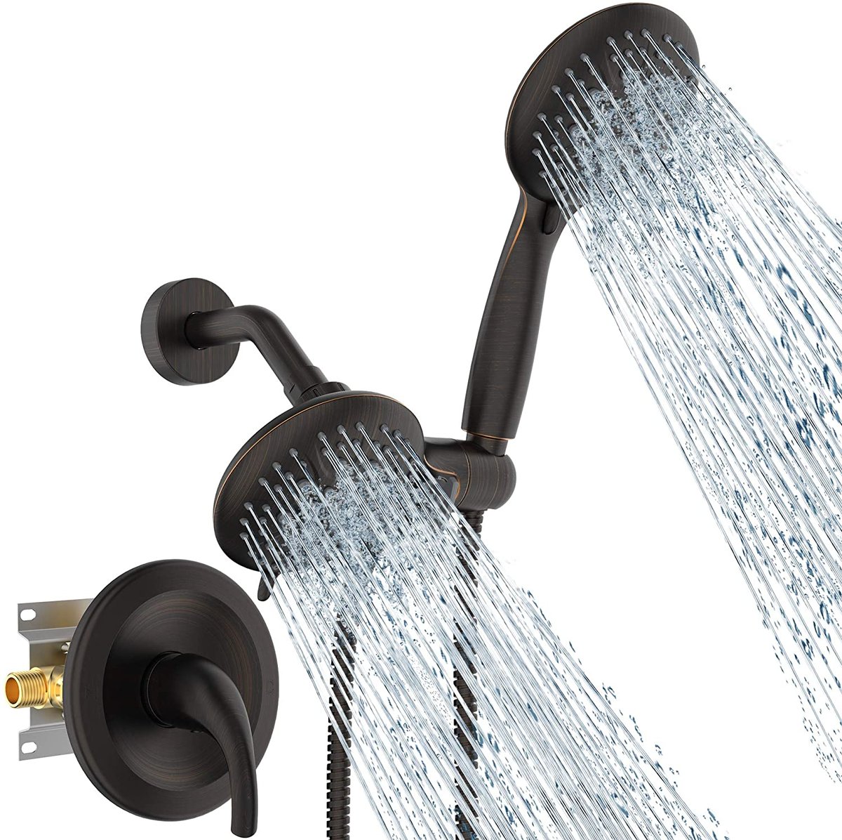 oil rubbed bronze shower head and handheld combo