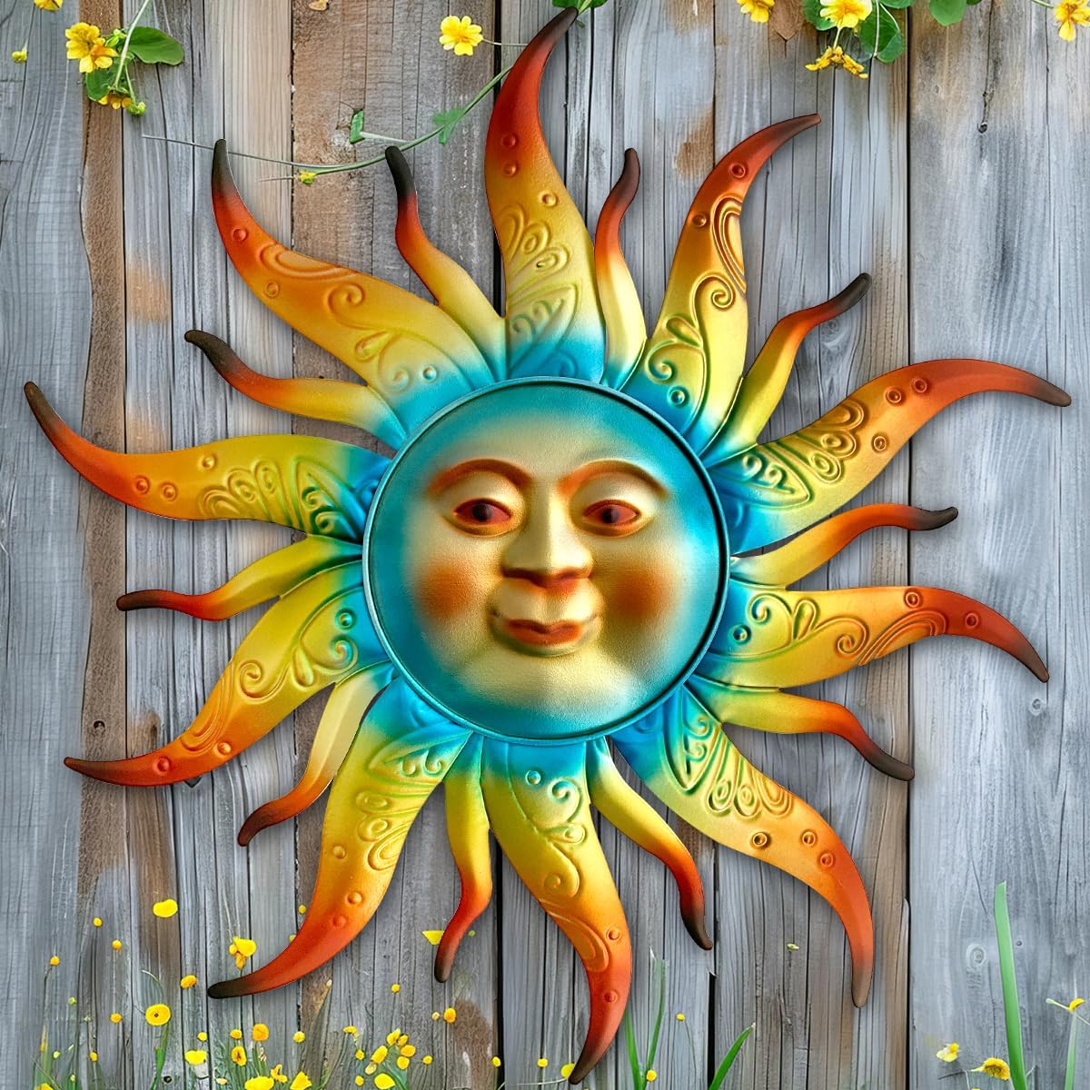 outdoor metal sun wall art