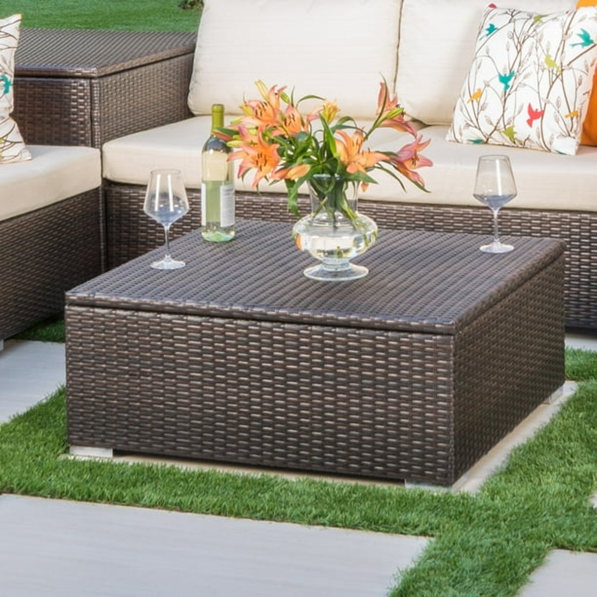 patio coffee table with storage