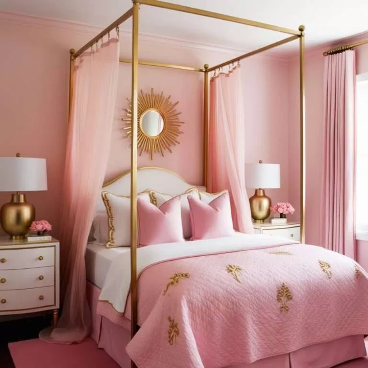 pink and gold bedroom set
