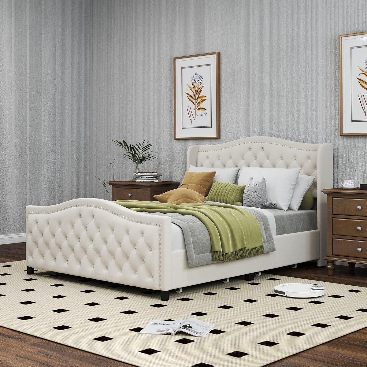queen size sleigh bed frame