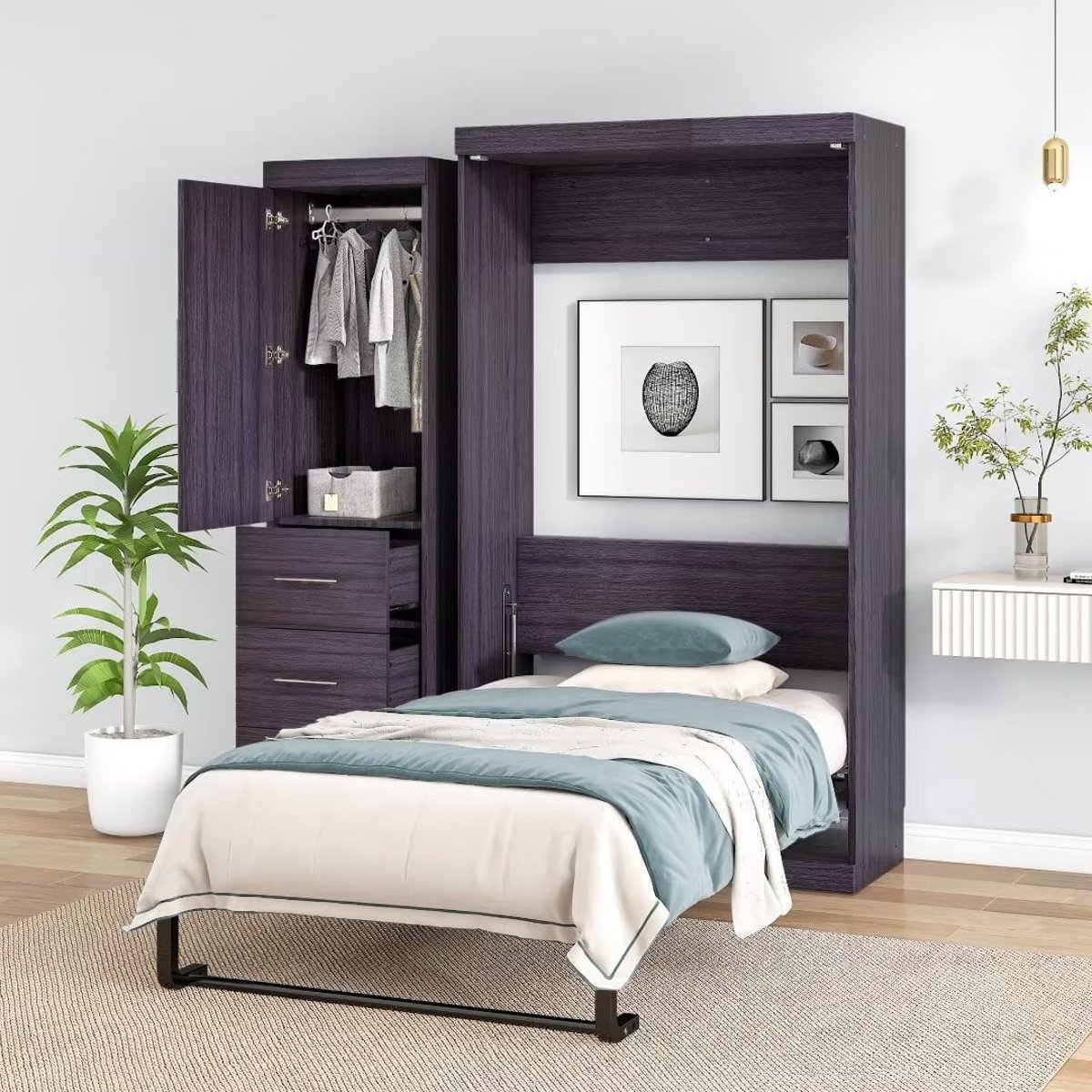 twin bed in a cabinet