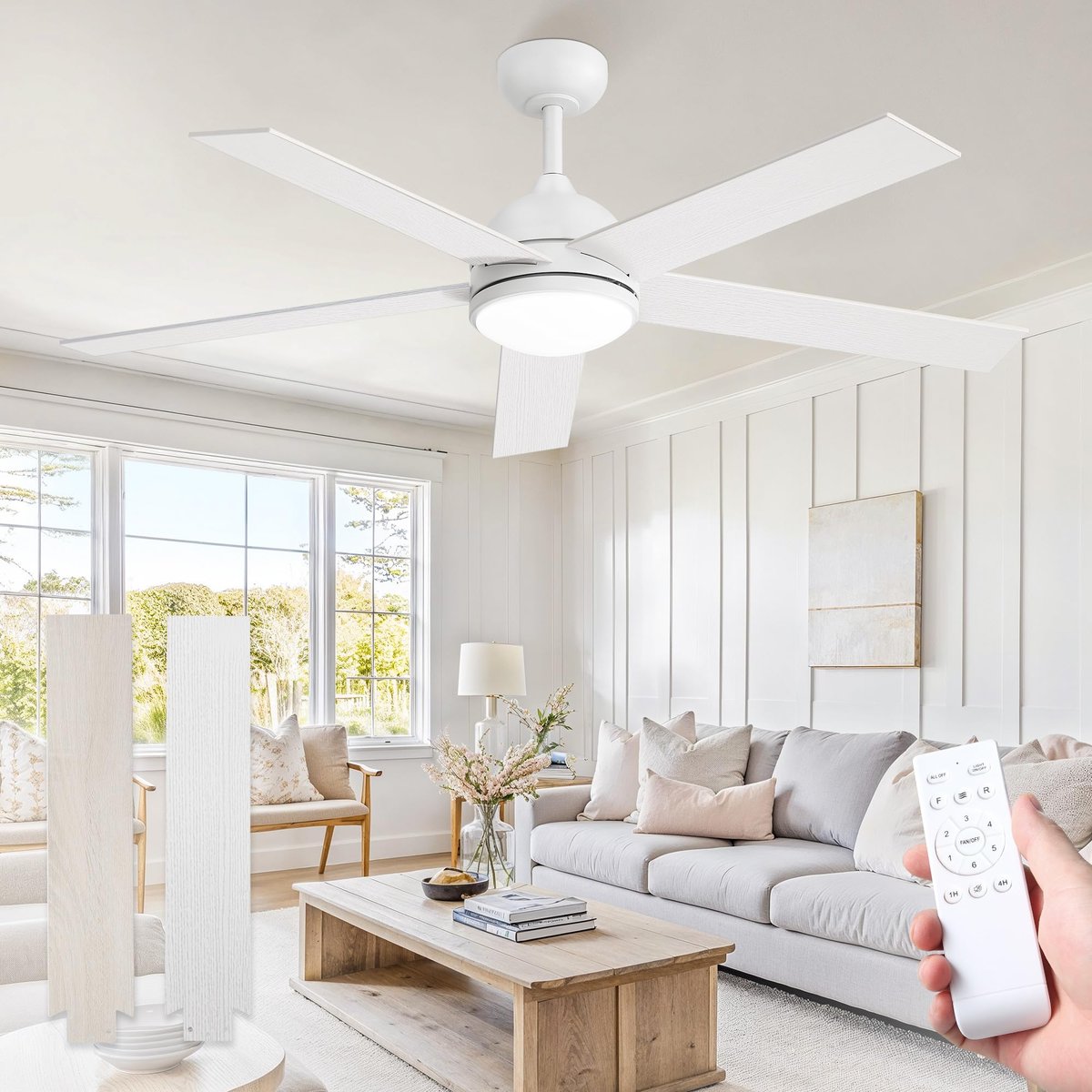 white ceiling fan with light for bedroom