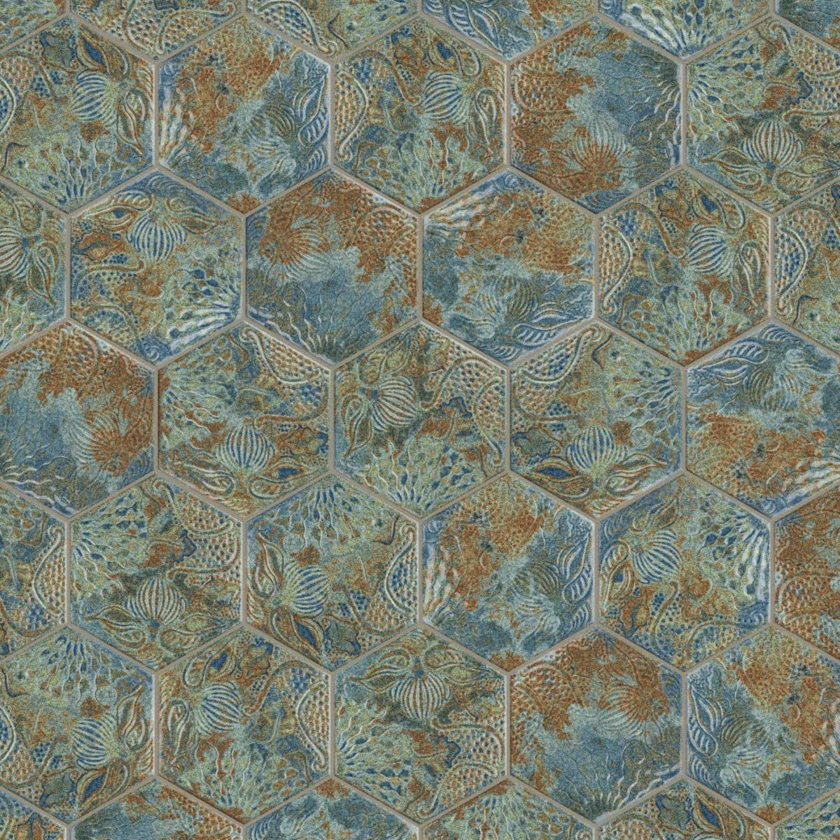 Creative Applications of Gaudi React Hex Ocean Porcelain Tile in Modern Spaces