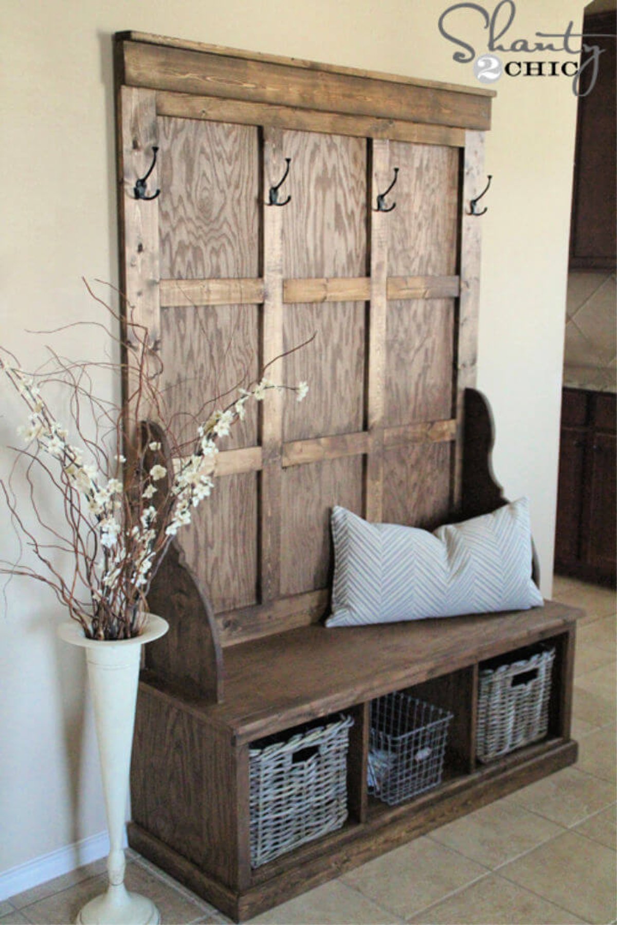 Crafting Your Entryway with an Arts and Crafts Walnut Hall Tree and Seat