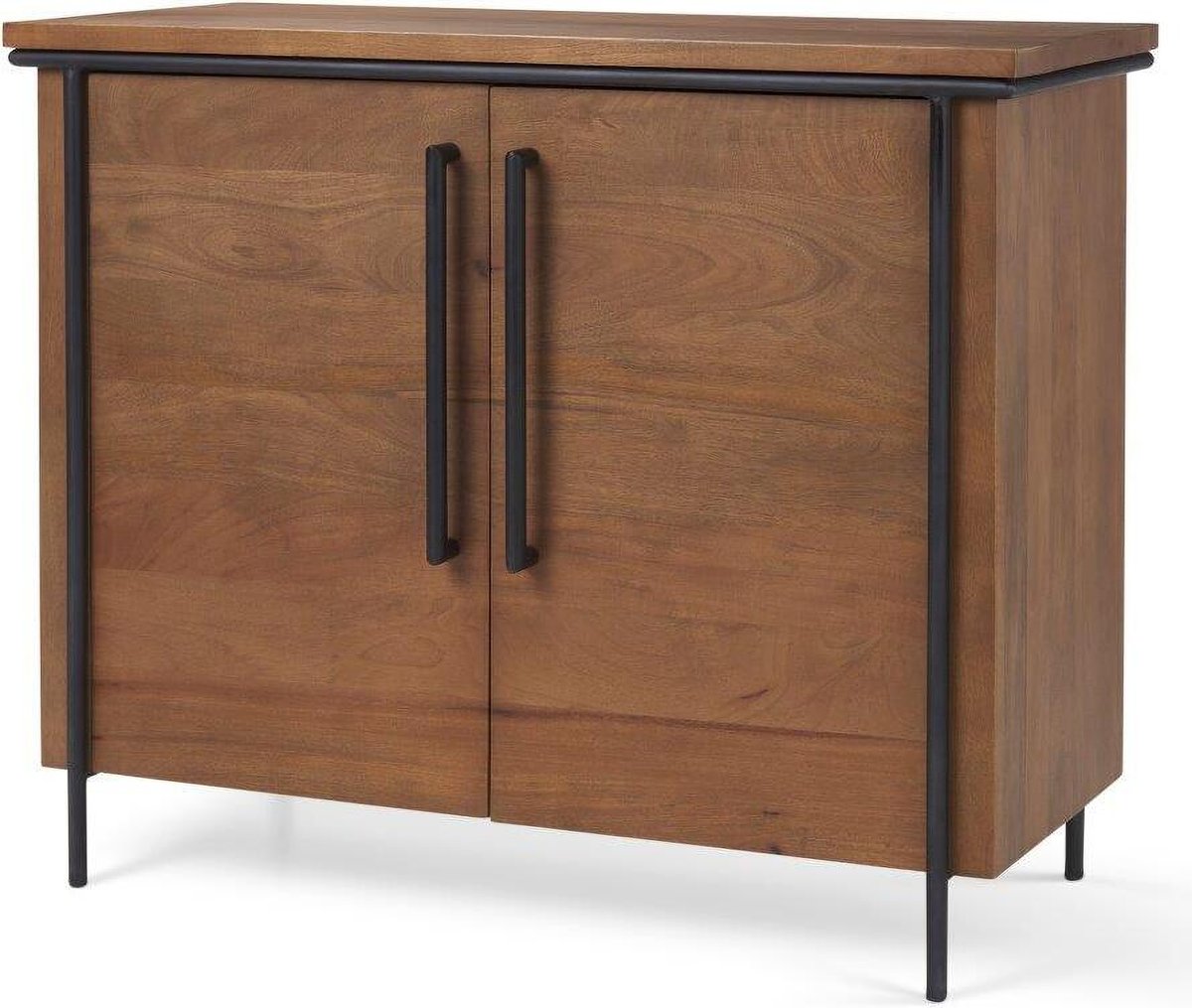 Discovering the Charm of the Maddox Brown Solid Wood Black Metal 2 Door Accent Cabinet