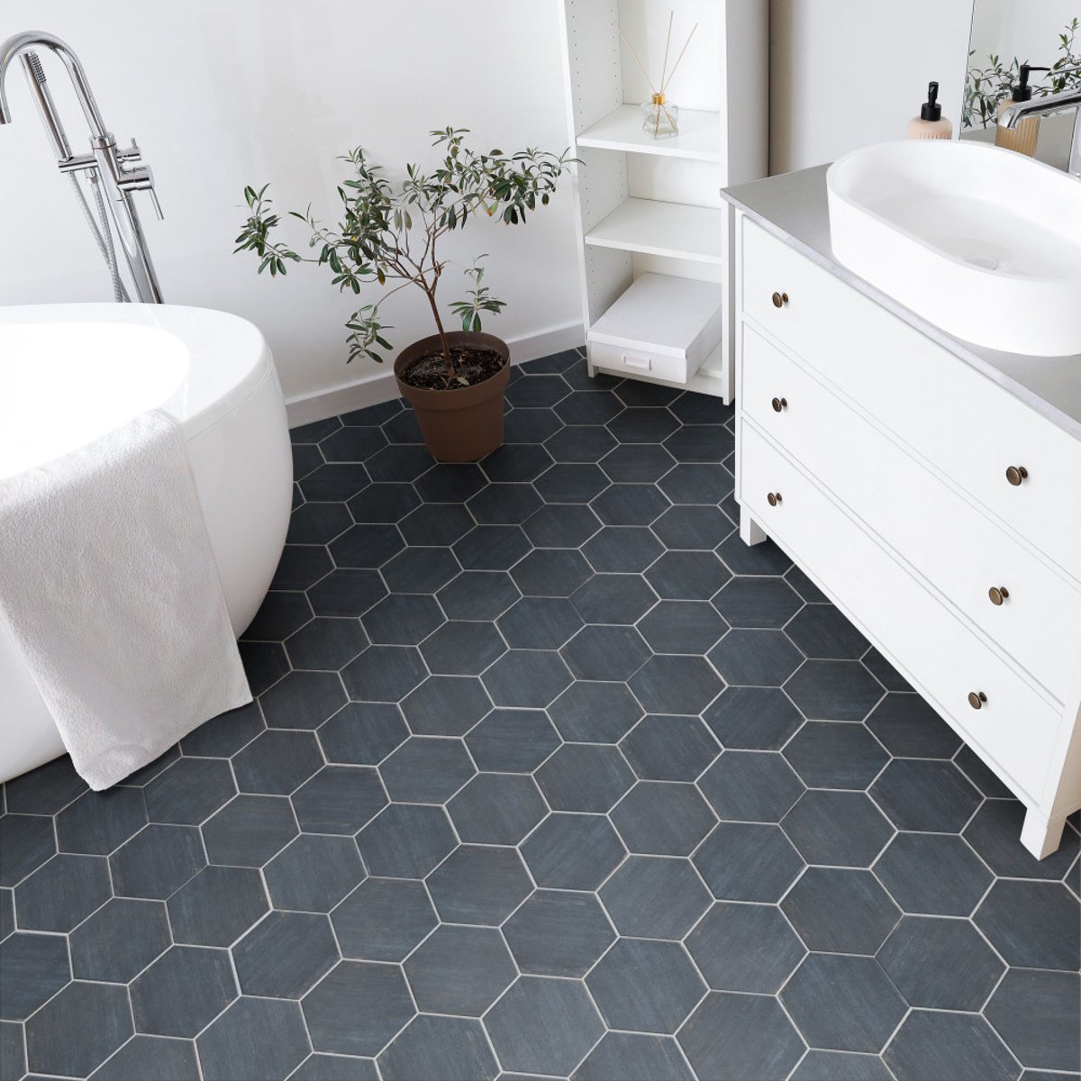 Unlocking Style The Charm of Retro Mini Hex Blue Porcelain Tiles