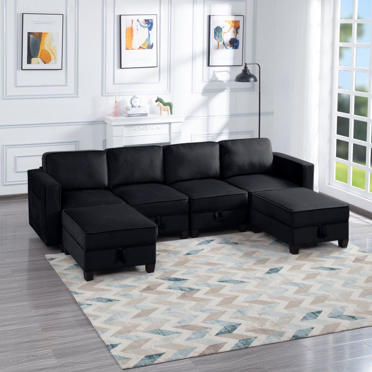 Why a Black Velvet U-Shaped Sectional is a Living Room Game Changer