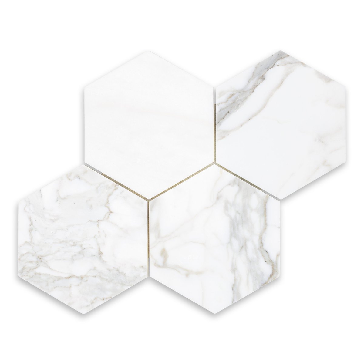 Achieve a Luxurious Look with 3-Inch Polished Calacatta Gold Marble Hexagons