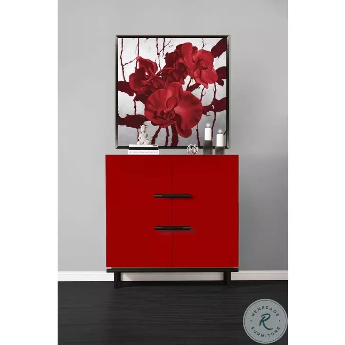 Unveiling the Charm of the State St. Accent Cabinet in Saffron Red/Black