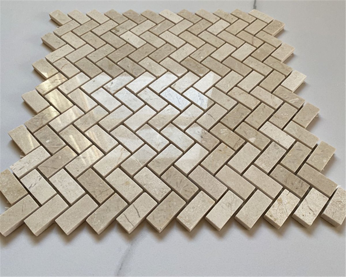 A Closer Look at Crema Marfil Marble Herringbone Tile Specifications