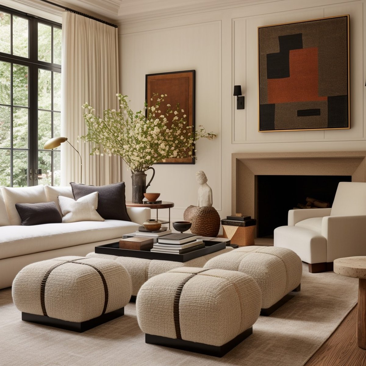 Designing with Orla Ivory Boucle Ottoman for Maximum Visual Impact