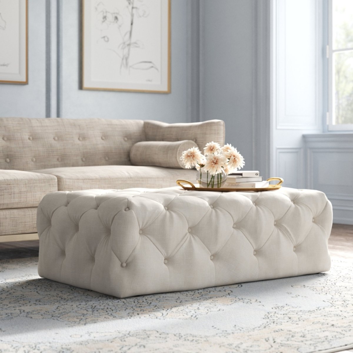 Designing with Brianna Tufted Ottoman Beige for Maximum Visual Impact