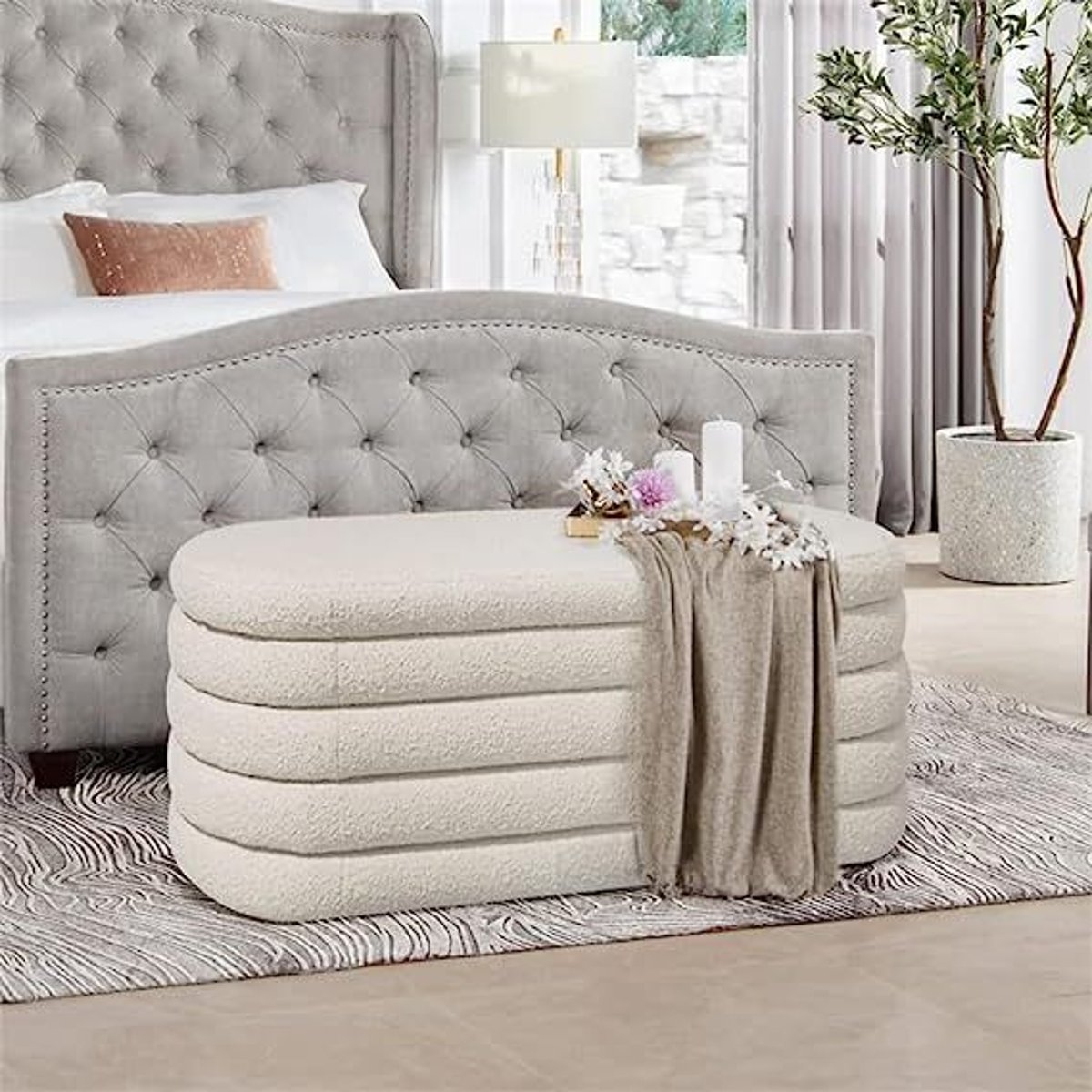 Exploring the Versatility of White Sherpa Ottoman in Contemporary Interiors