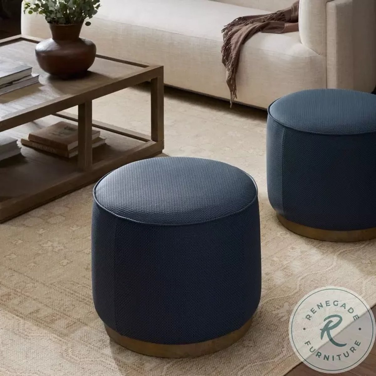 Understanding the Artisanal Craftsmanship Behind Sinclair Large Round Ottoman-Cobalt