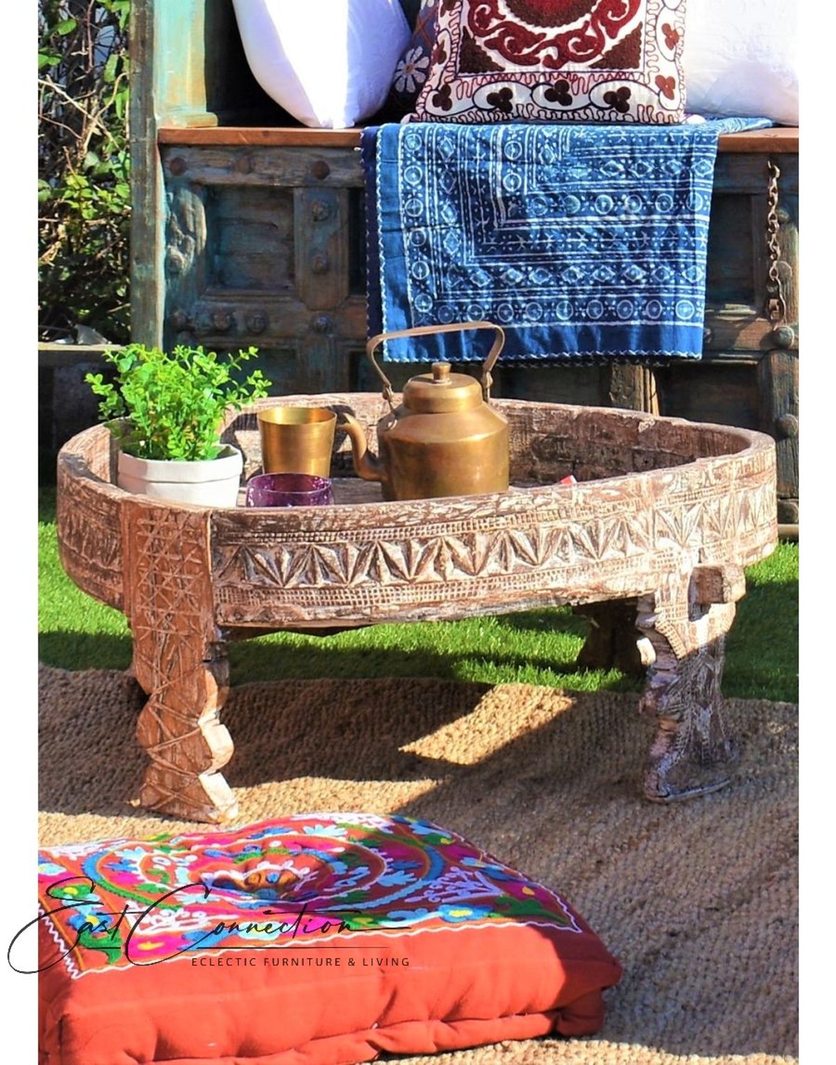 How Traditional Chakki Grinder Stools Are Being Repurposed in Modern White Wash Design