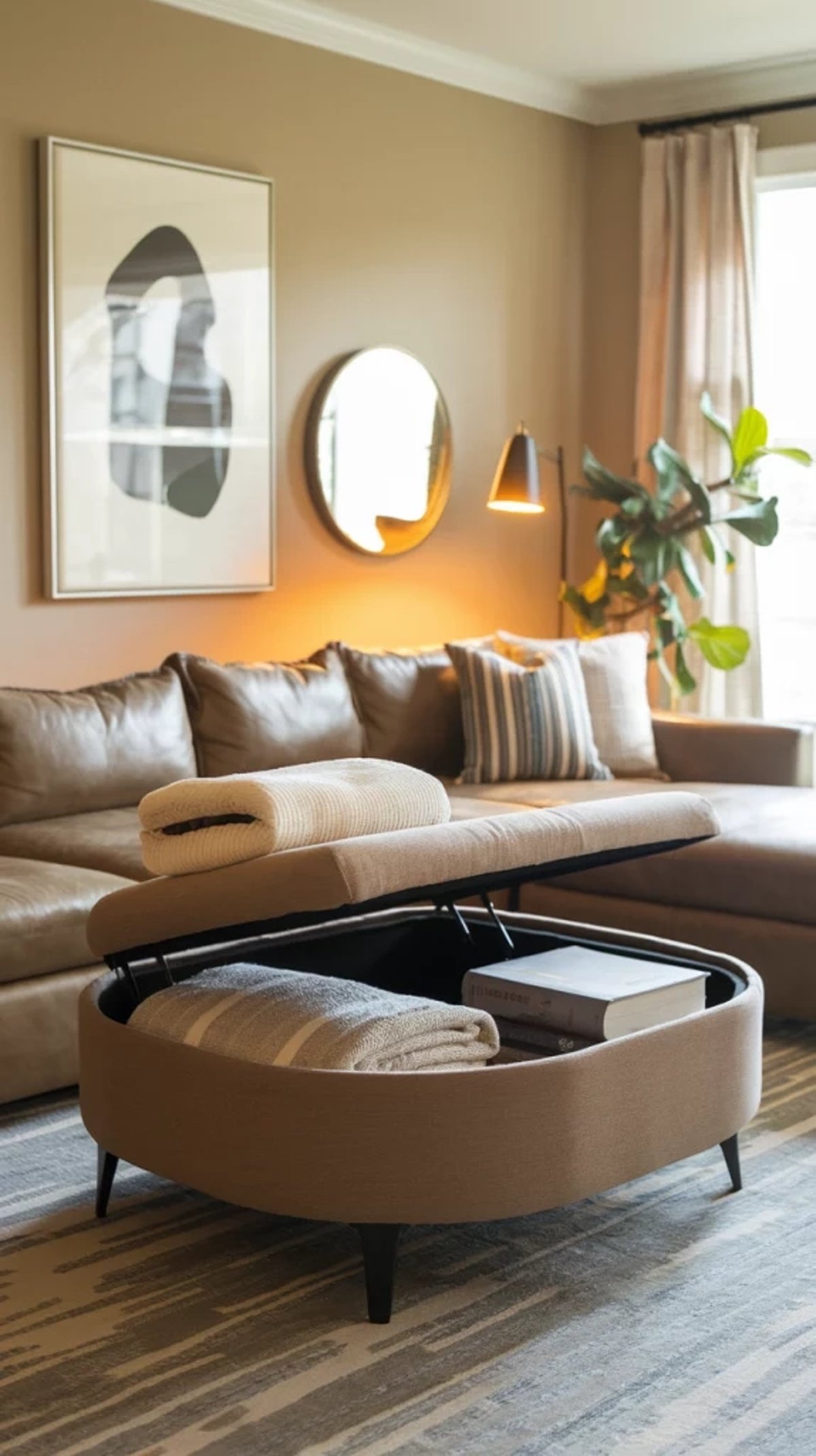 Creating functional living spaces with round ottoman solutions