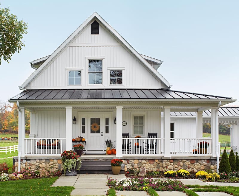 1 story farmhouse with wrap around porch 2