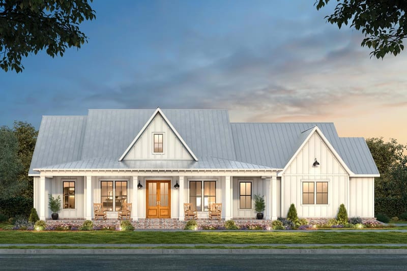 1 story farmhouse with wrap around porch 2