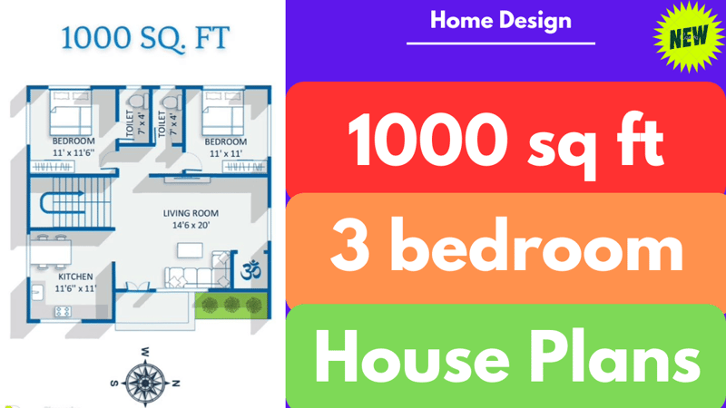 1000 sq ft house plans 3 bedroom 4