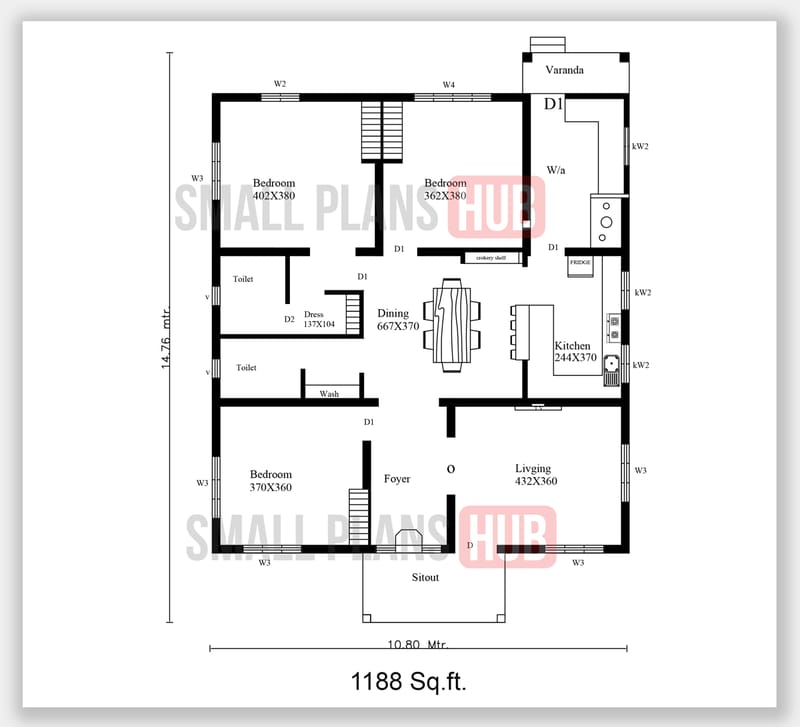 1000 sq ft house plans 3 bedroom 2