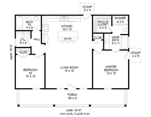 1000 square feet 2 bedroom house plans 5