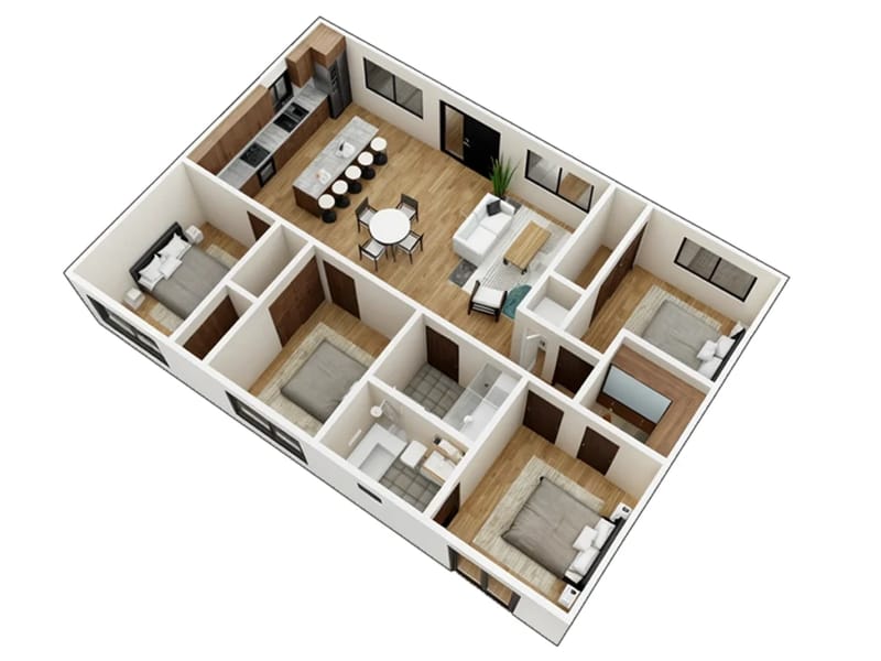 1200 sq ft 3d house plan 2
