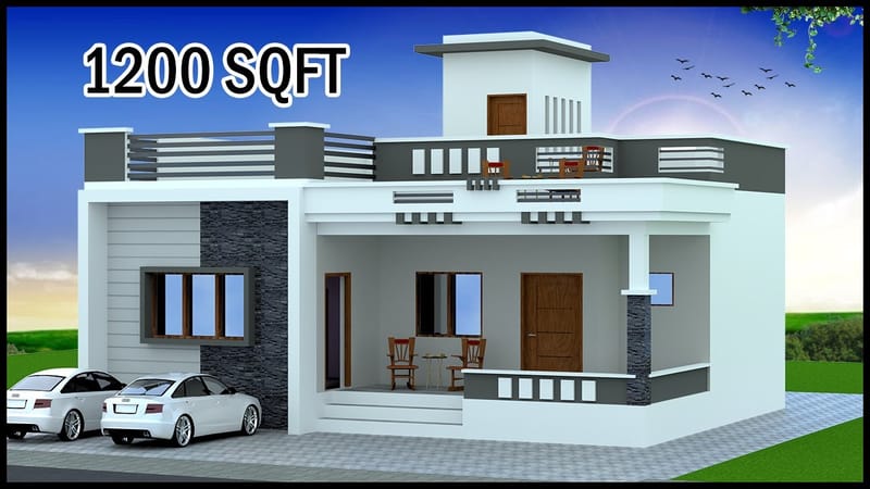 1200 sq ft 3d house plan 5