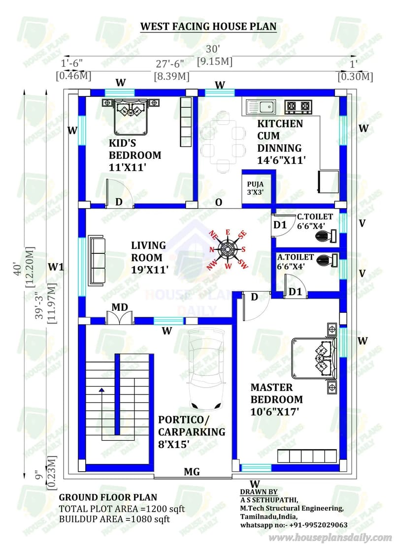1200 sq ft house plans 2 bedroom 5