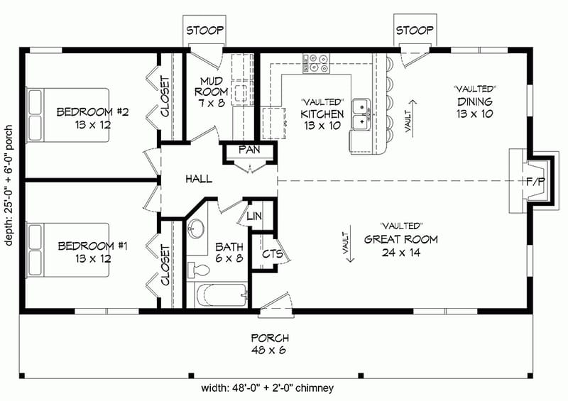 1200 sq ft house plans 2 bedroom 2