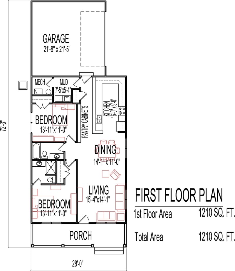 1200 sq ft house plans 2 bedroom 3
