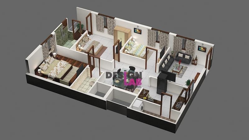 1200 sq ft house plans 3d 3