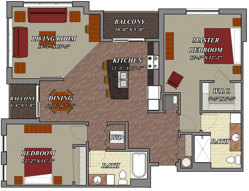 2 bed 2 bath floor plans 4