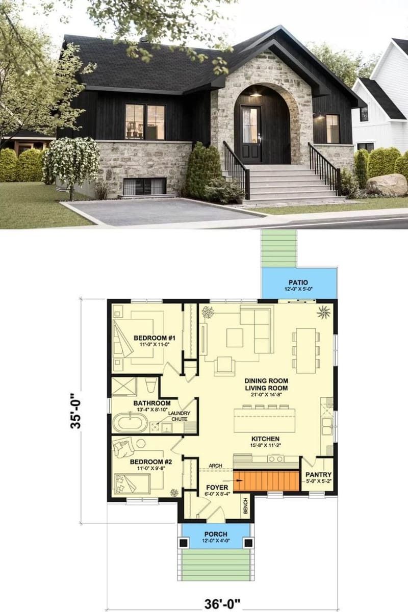 2 bed cottage floor plans 4